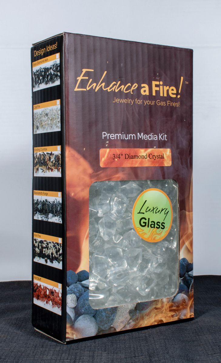 Enhance A Fire 0.75" 5 Lb. Diamond Crystal Luxury Hi-Temp Molded Crystal Fire Glass for Gas Fireplace, Electric Fireplace and Outdoor Gas Firepit