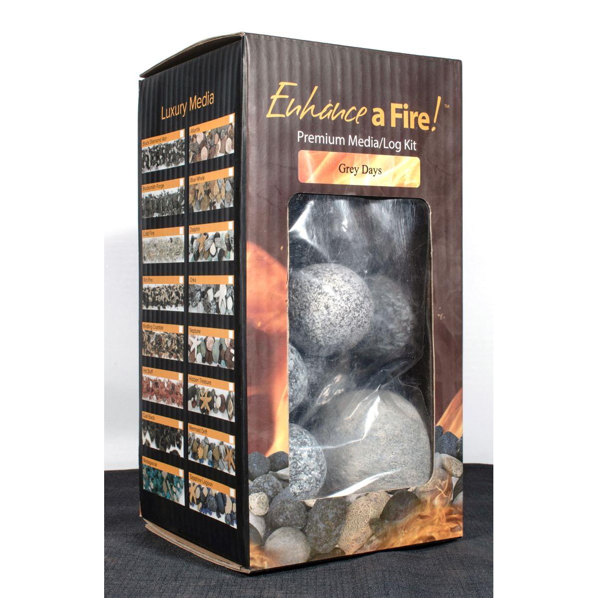 Enhance A Fire 1-4" 20-Piece 1.75 Lb. Grey Days Decorative Ceramic Fiber Ball Set for Gas Fireplace, Log Set and Firepit