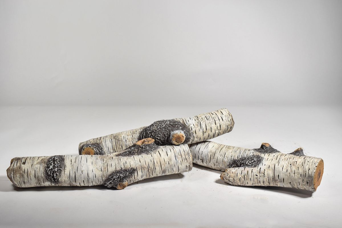 Enhance A Fire 13-14" 3-Piece Silver Birch Burncrete Branches for Gas Fireplace, Electric Fireplace and Outdoor Gas Firepit