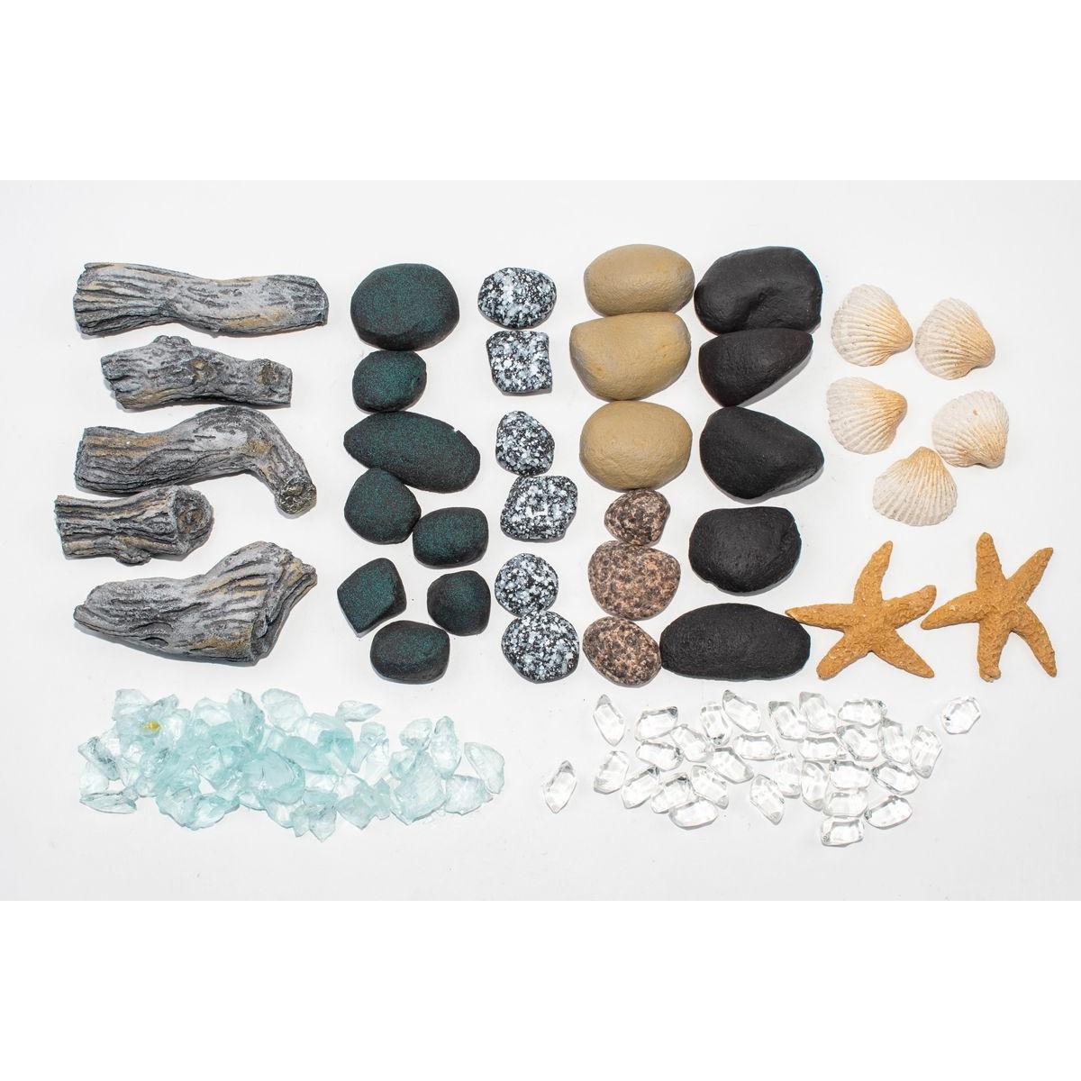 Enhance A Fire 1.78 Lb. Dolphin Luxury Decorative Mixed Media Set for Gas Fireplace, Log Set and Firepit