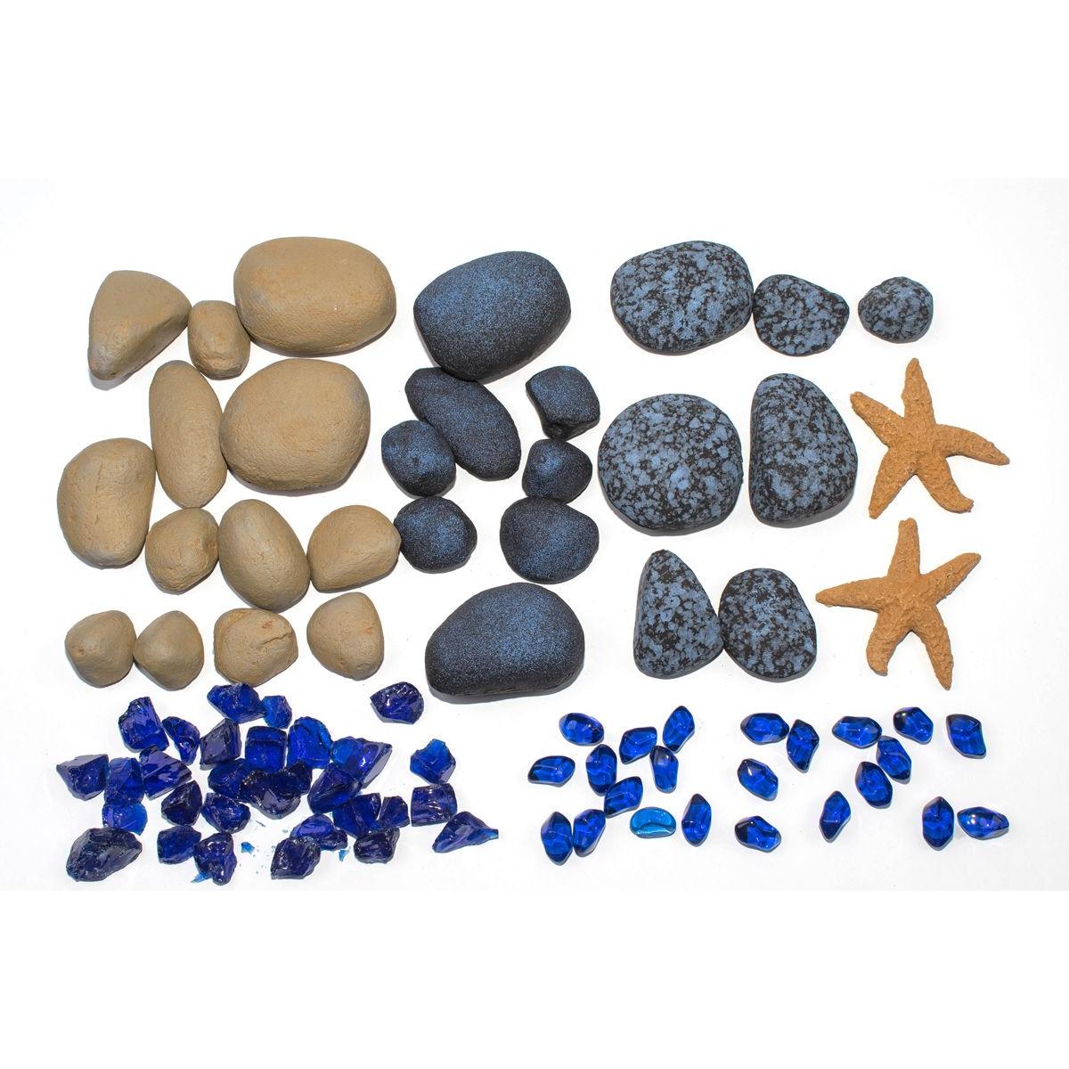 Enhance A Fire 1.78 Lb. Sapphire Lagoon Luxury Decorative Mixed Media Set for Gas Fireplace, Log Set and Firepit