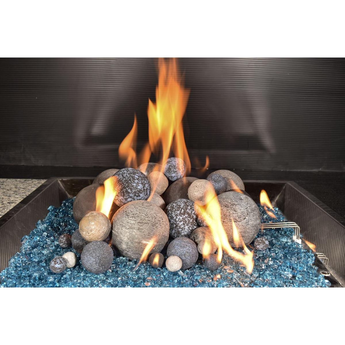 Enhance A Fire 2-3" 14-Piece 1.75 Lb. Maui Moonlight Decorative Ceramic Fiber Ball Set for Gas Fireplace, Log Set and Firepit