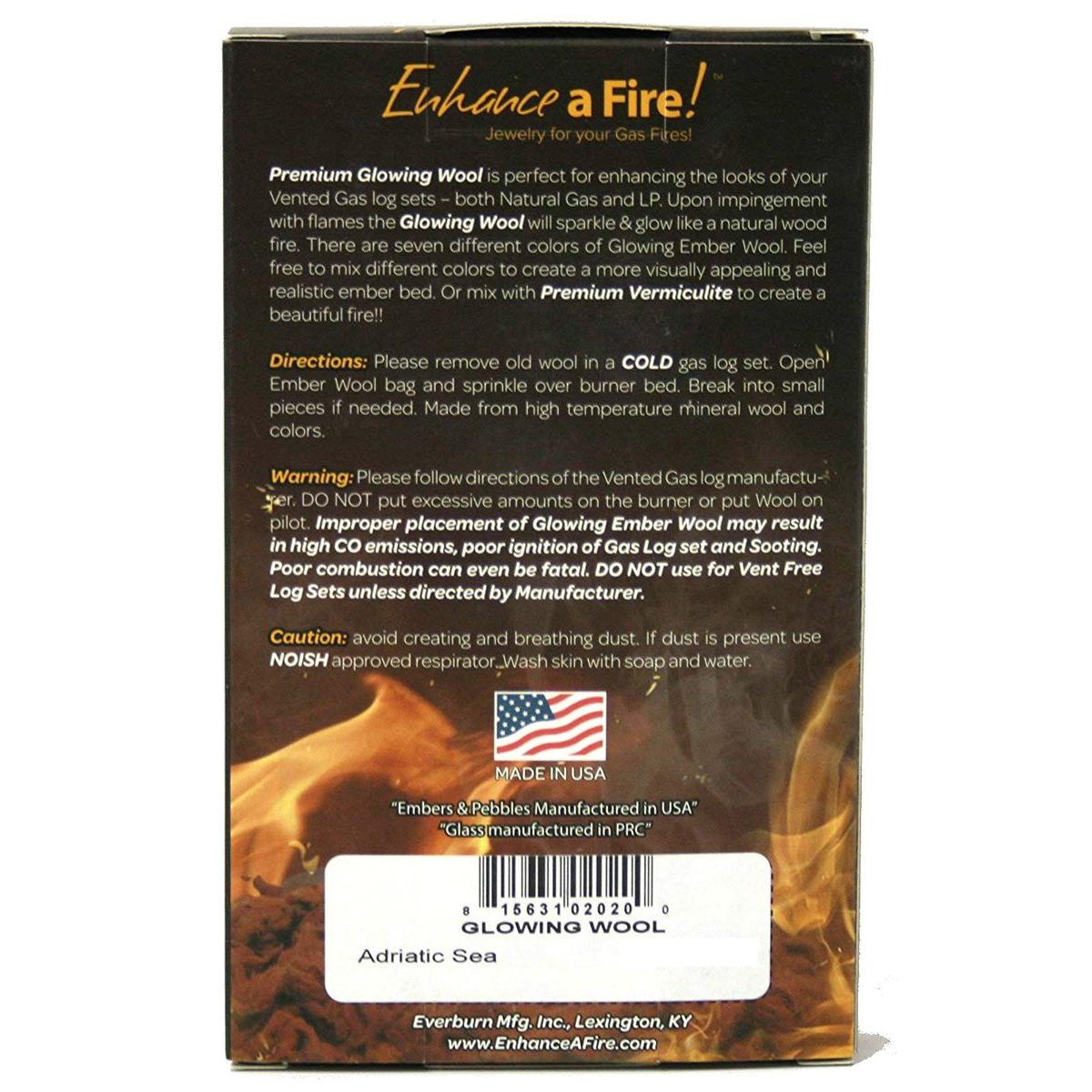 Enhance A Fire 2.4 Oz. Adriatic Sea Glowing Wool for Indoor Vented Gas Logs and Fireplace