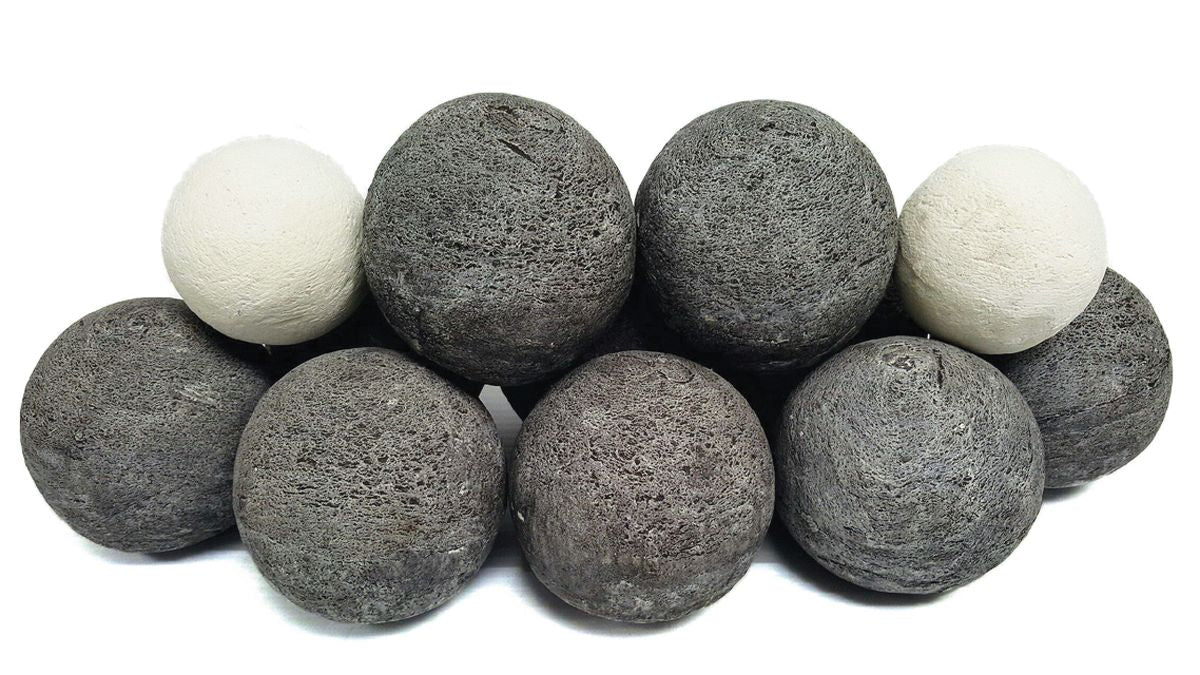 Enhance A Fire 3-4" 12-Piece 1.75 Lb. Cannon Shot Decorative Fiber Ball Set for Gas Fireplace, Log Set and Firepit