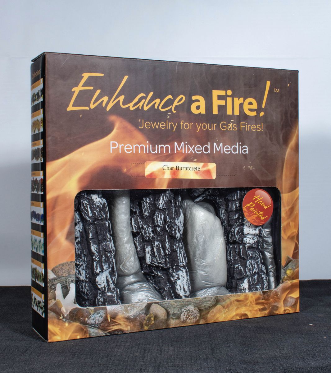 Enhance A Fire 9-11" 3-Piece Char Burncrete Twigs for Gas Fireplace, Electric Fireplace and Outdoor Gas Firepit