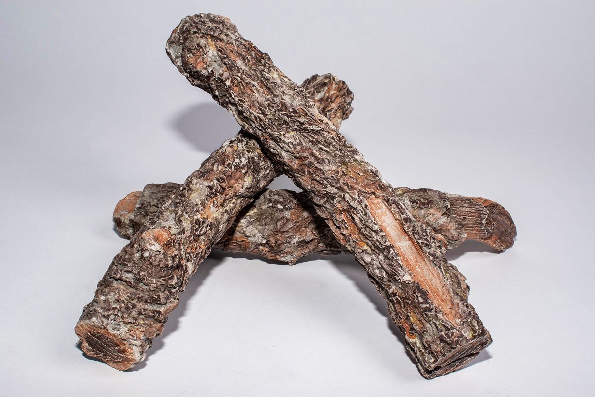 Enhance A Fire 9-11" 3-Piece English Elm Bark Burncrete Twigs for Gas Fireplace, Electric Fireplace and Outdoor Gas Firepit