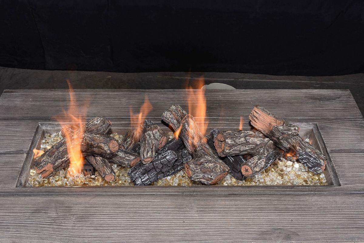 Enhance A Fire Designer Series 9" 10-Piece Central Park Bark Burncrete Log Set for Gas Fire Pit