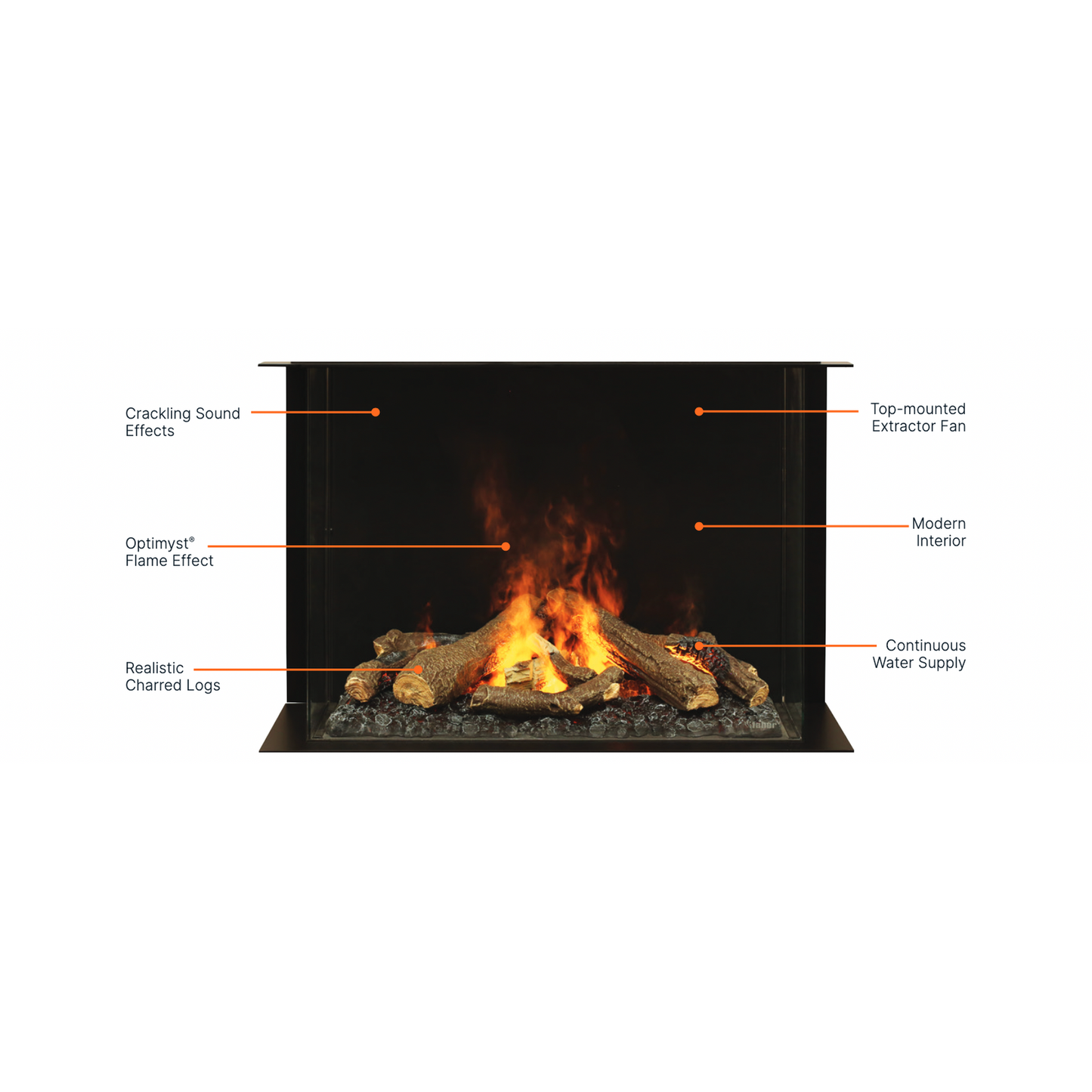 Faber Optimyst e-MatriX 35" Front-Facing One-Sided Built-in Water Vapor Electric Fireplace