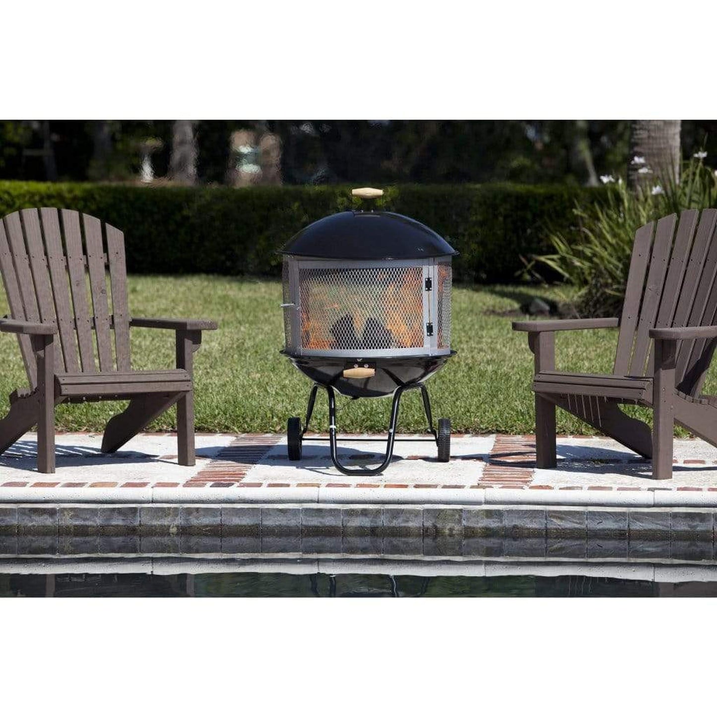 Fire Sense 28" Bessemer Wood-Burning Rolling Patio Fireplace