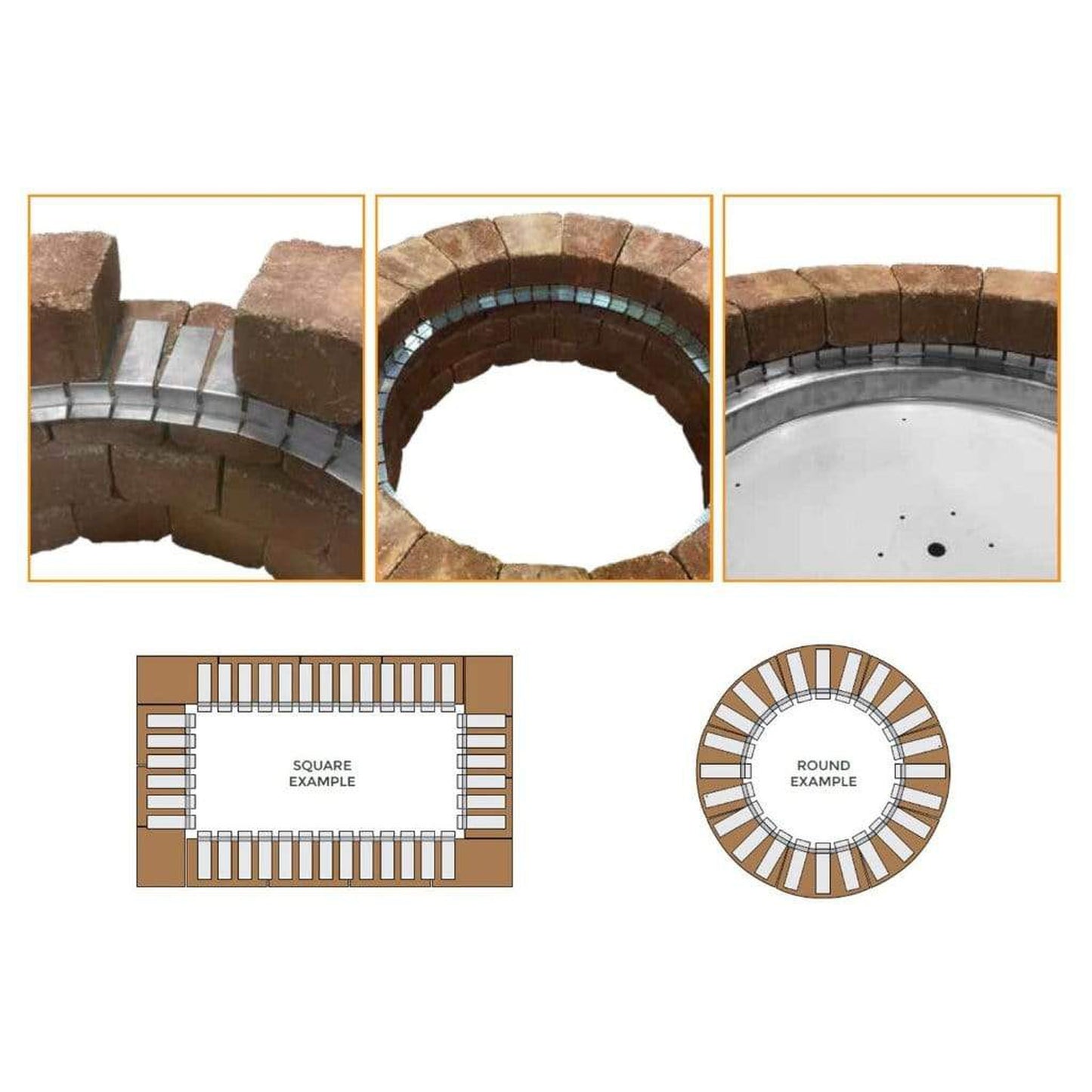 Firegear Flexframe 44" 3-Piece Standard Stainless Steel Paver Fire Pit Installation Collar