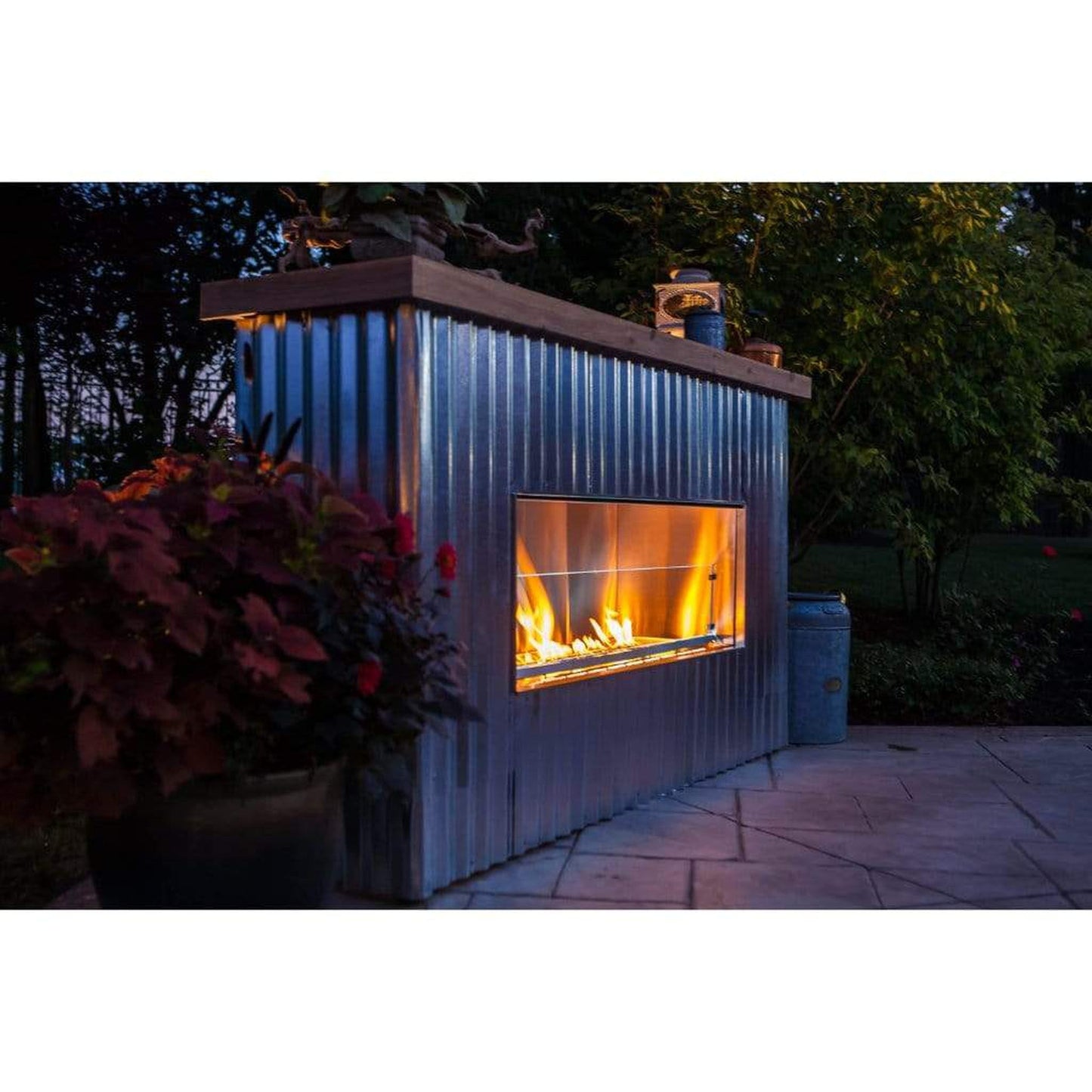 Firegear Kalea Bay LED 48" Linear Outdoor Stainless Steel Vent-Free Natural Gas Fireplace
