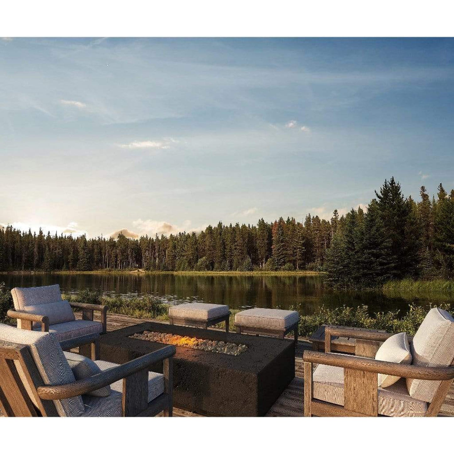 Firegear Sanctuary 1 56" Arctic Rectangular Stainless Steel Natural Gas Fire Table With Thermocouple Piloted Safety Ignition System