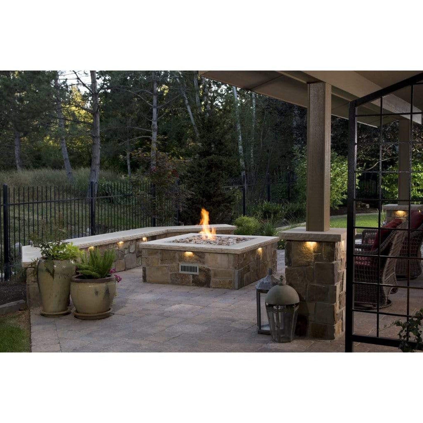 Firegear Stainless Steel Series 25" Square Flat Pan Natural Gas Fire Pit Burner System With Match Throw Ignition System