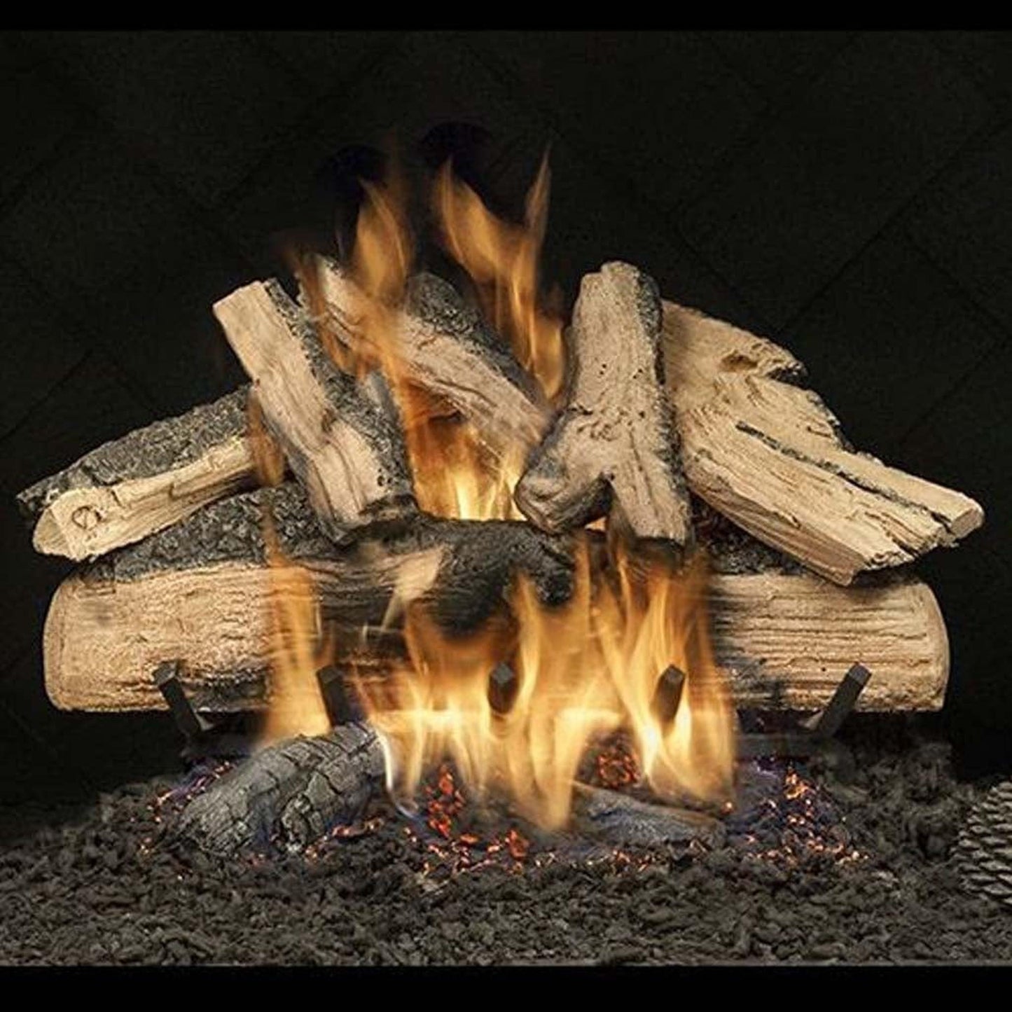 Fireside 18" Elegant Charred Split Oak Vented Propane Gas Logs Set With Hidden Control Safety Pilot
