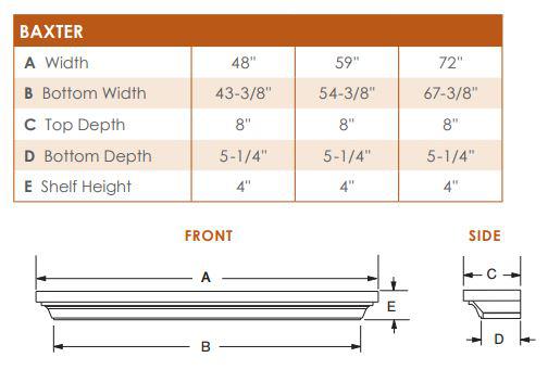 Fireside Furnishing Baxter 48" New Gray Wooden Mantel Shelf