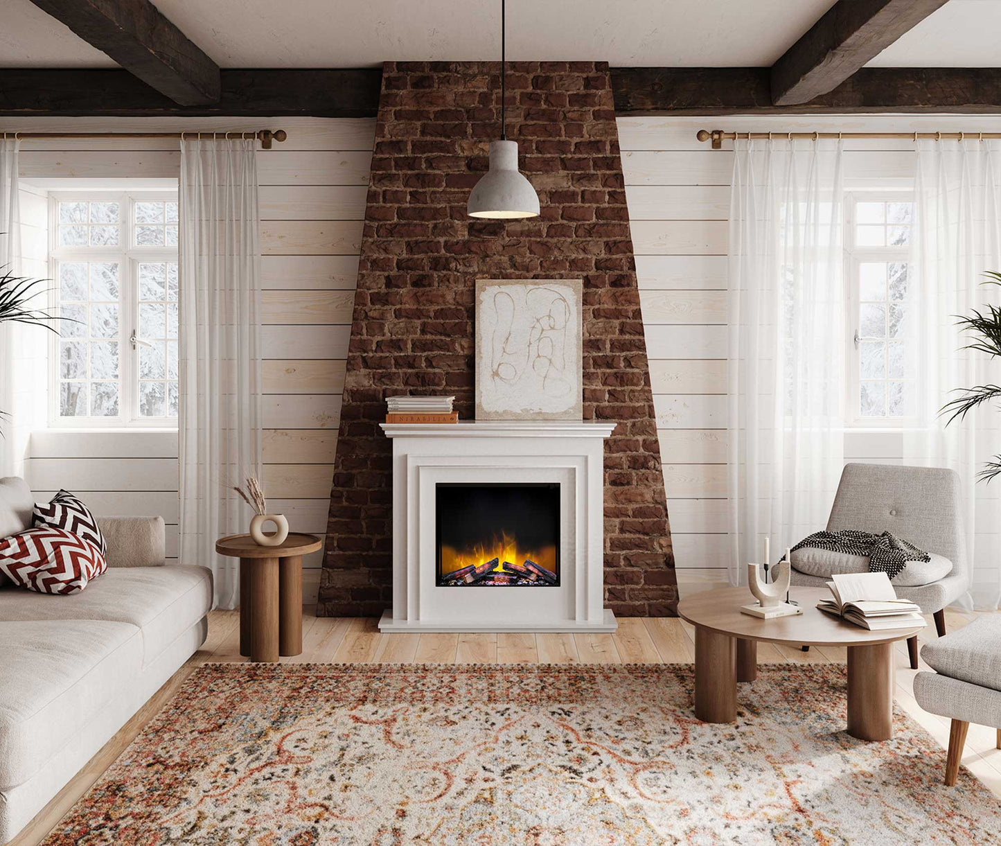 Flamerite Fires Capella Suite 45" White Mantel With Slim Line 600 E-FX Electric Fireplace