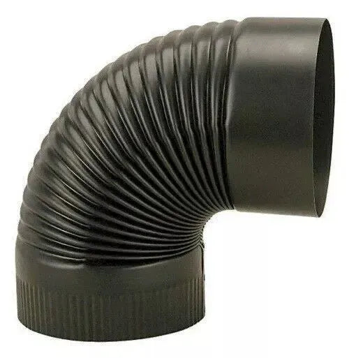 Gray Metal 6" Black 24-Gauge Single Wall Corrugated Elbow