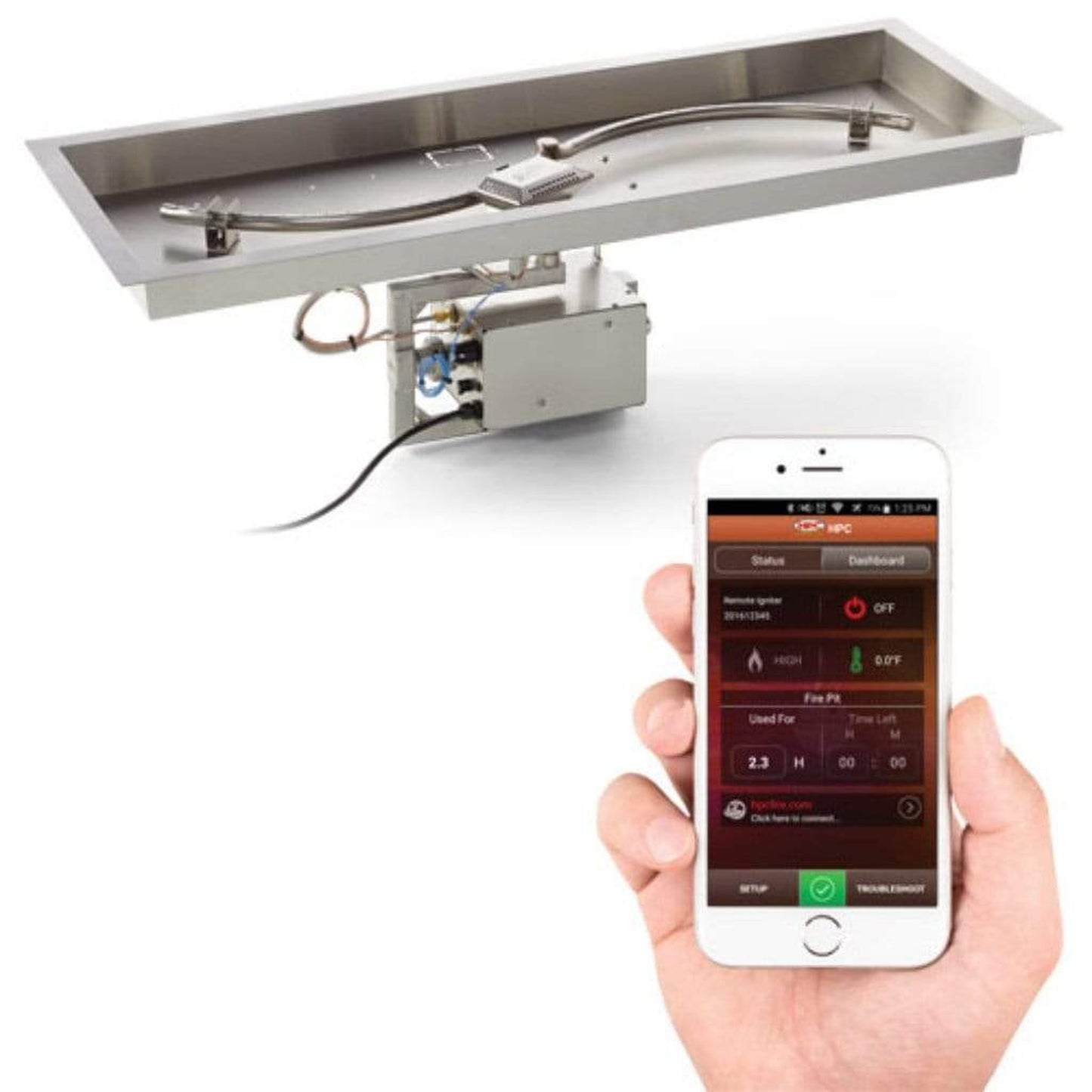 HPC 54"x16" Rectangle S-Burner Bowl Pan Electronic Ignition Fire Pit Insert