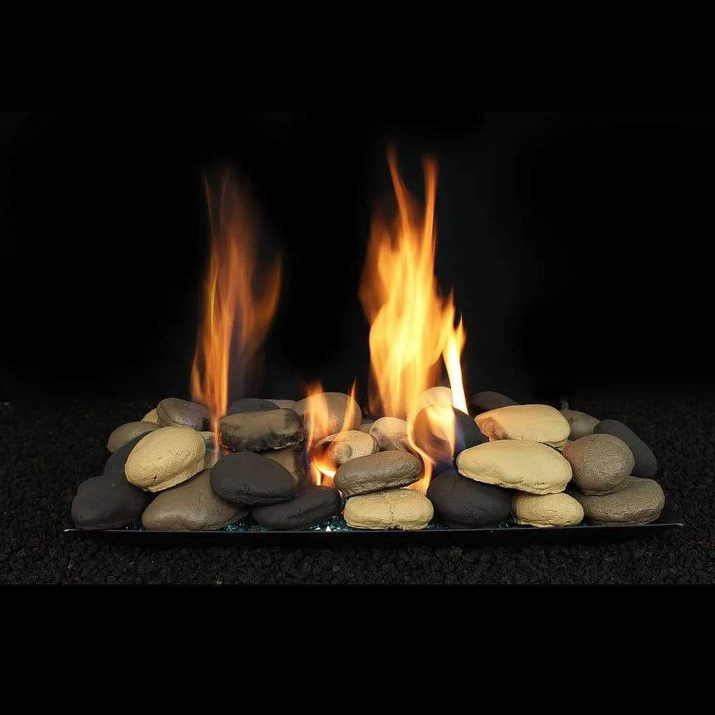 Hargrove 18" Black Blazing River Stones Set for Full Pan Burner