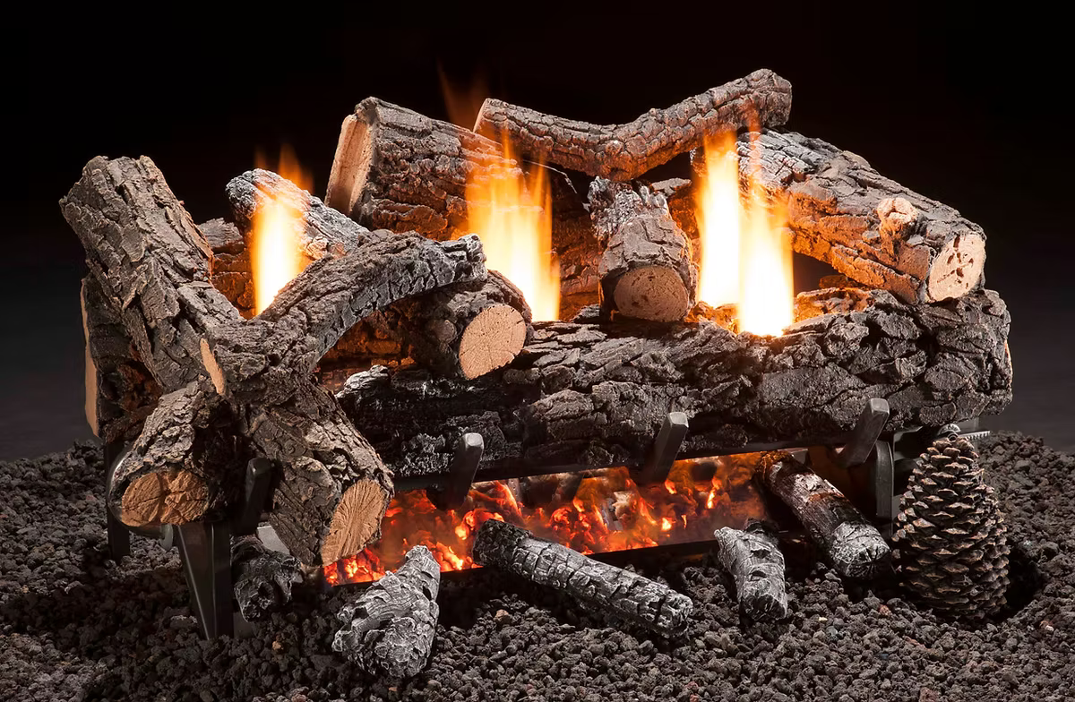 Hargrove 18" Cozy Fire Vent Free Gas Logs With Millivolt Valve Propane Burner