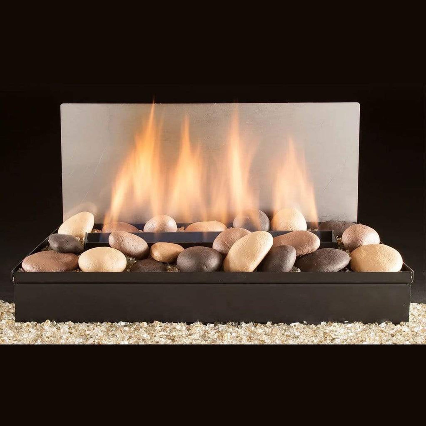 Hargrove 30" Element Series Vent-Free Natural Gas Burner System With Blazing River Stones and Millivolt Valve