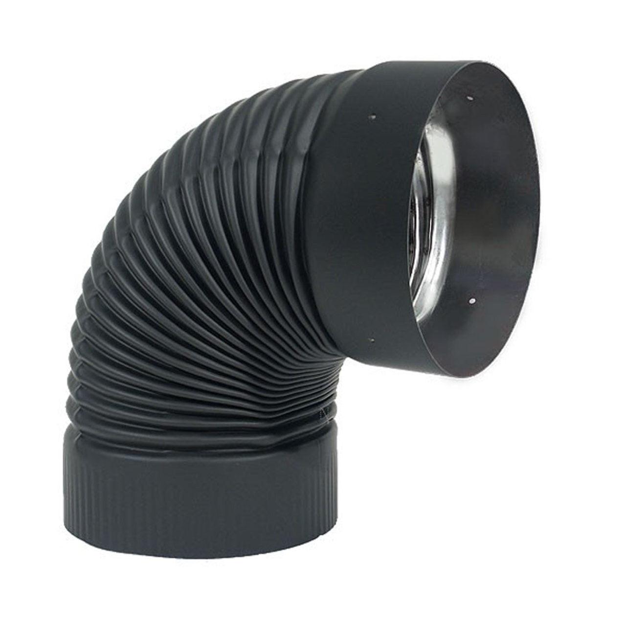 Heatfab 8" Black 90 Degree Adjustable Single Wall 22 Gauge Steel Elbow