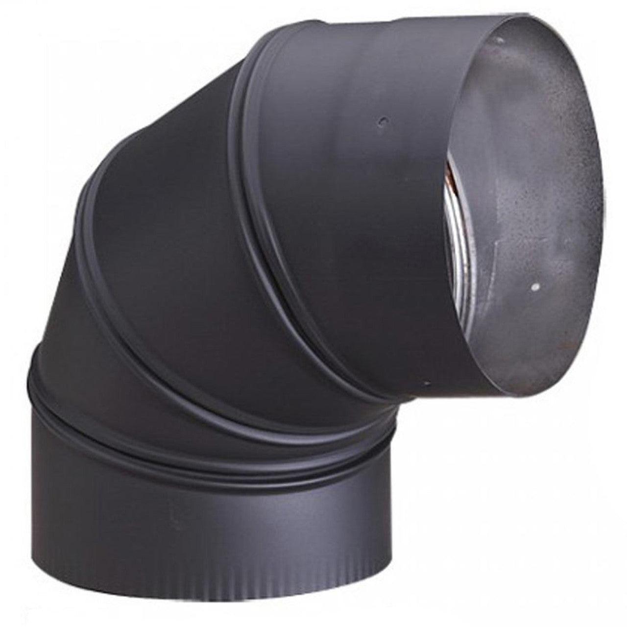 Heatfab 8" Black 45 Degree Non Adjustable Single Wall 22 Gauge Steel Elbow Corrugated