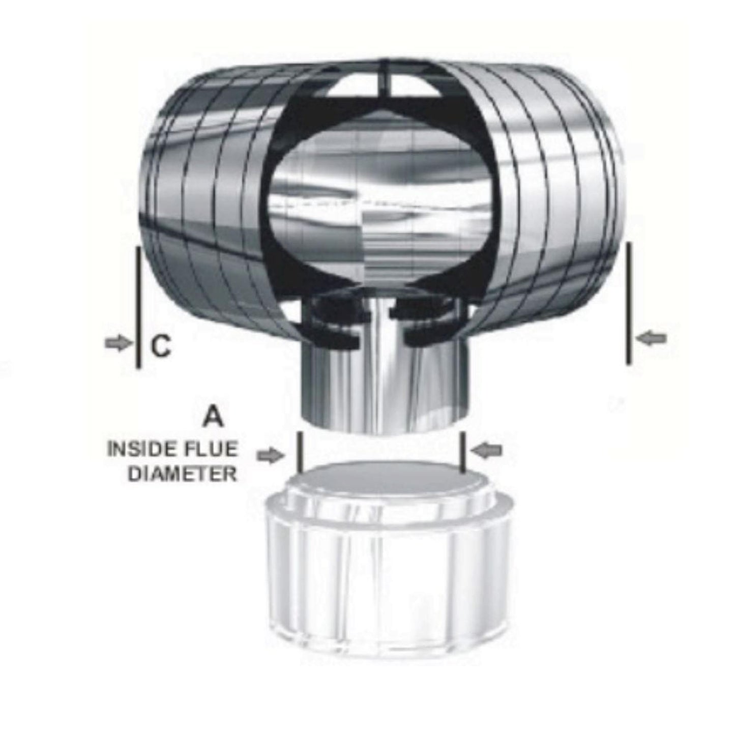 ICP Vacu-Stack RainSeal 13" Lid 3" Inner Diameter Stainless Steel Chimney Cap