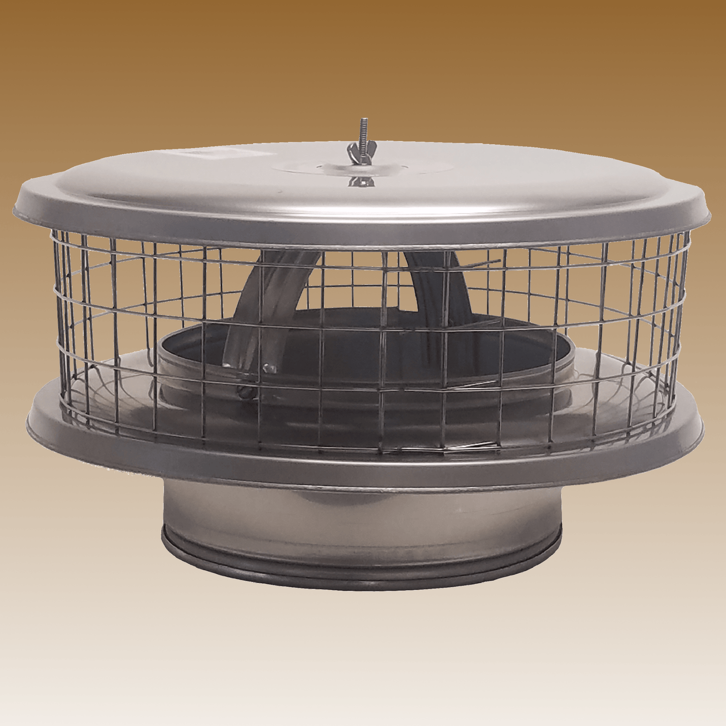 ICP Weathershield Air Cooled 13" Lid 4" Inner Diameter Stainless Steel Rain Chimney Cap With 1" Screen