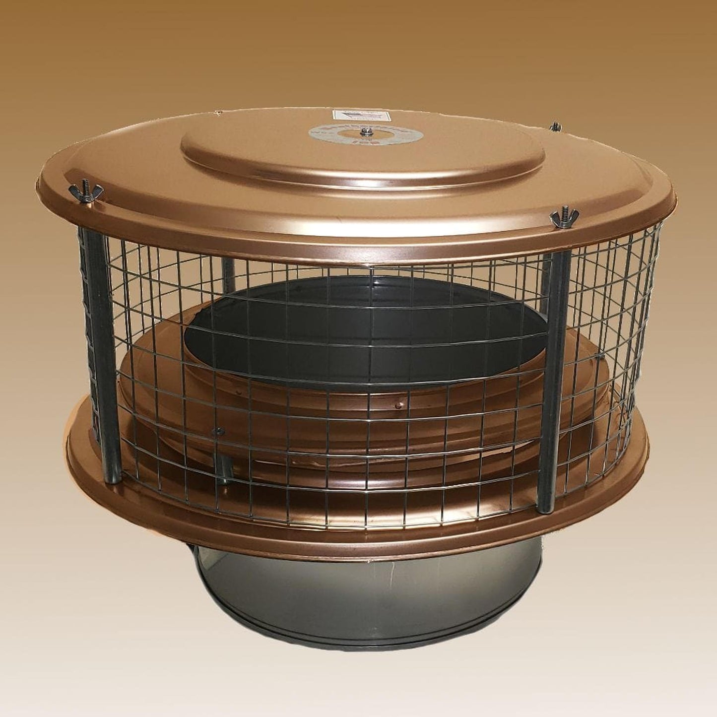 ICP Weathershield Air Cooled 13" Lid 5" Inner Diameter Copper Rain Chimney Cap With 1" Screen
