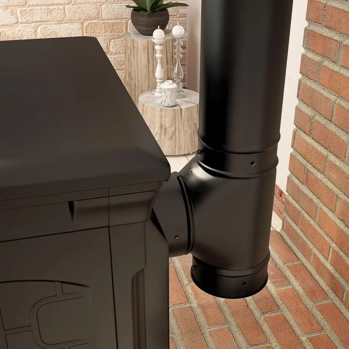 Imperial 5" Black Matt Stove Pipe Round Big End Tee Cap