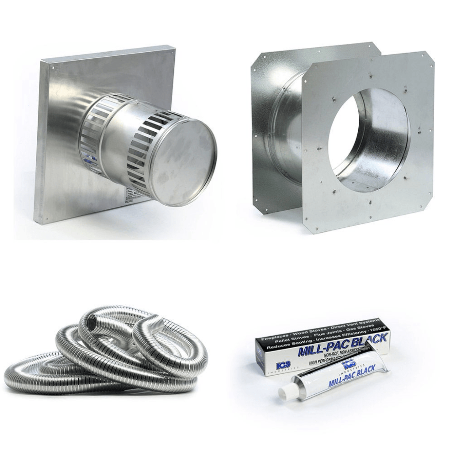 Kingsman 36" Flex Pipe Horizontal Round Termination Vent Starter Kit