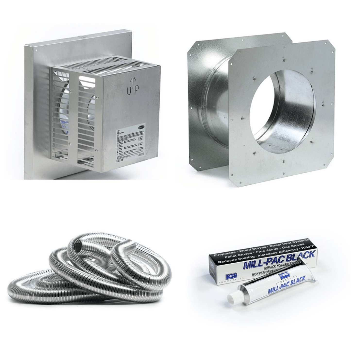Kingsman 36" Flex Pipe Horizontal Square Termination Vent Starter Kit