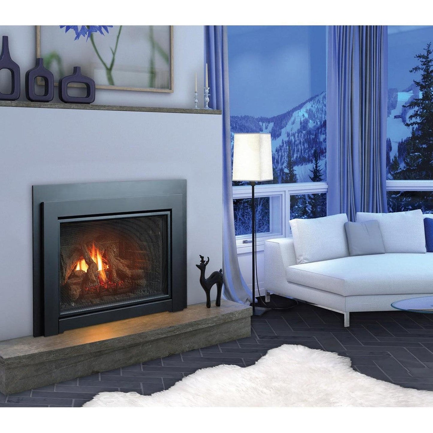 Kingsman IDV44 33" Millivolt Control, Natural Gas Direct Vent Fireplace Insert