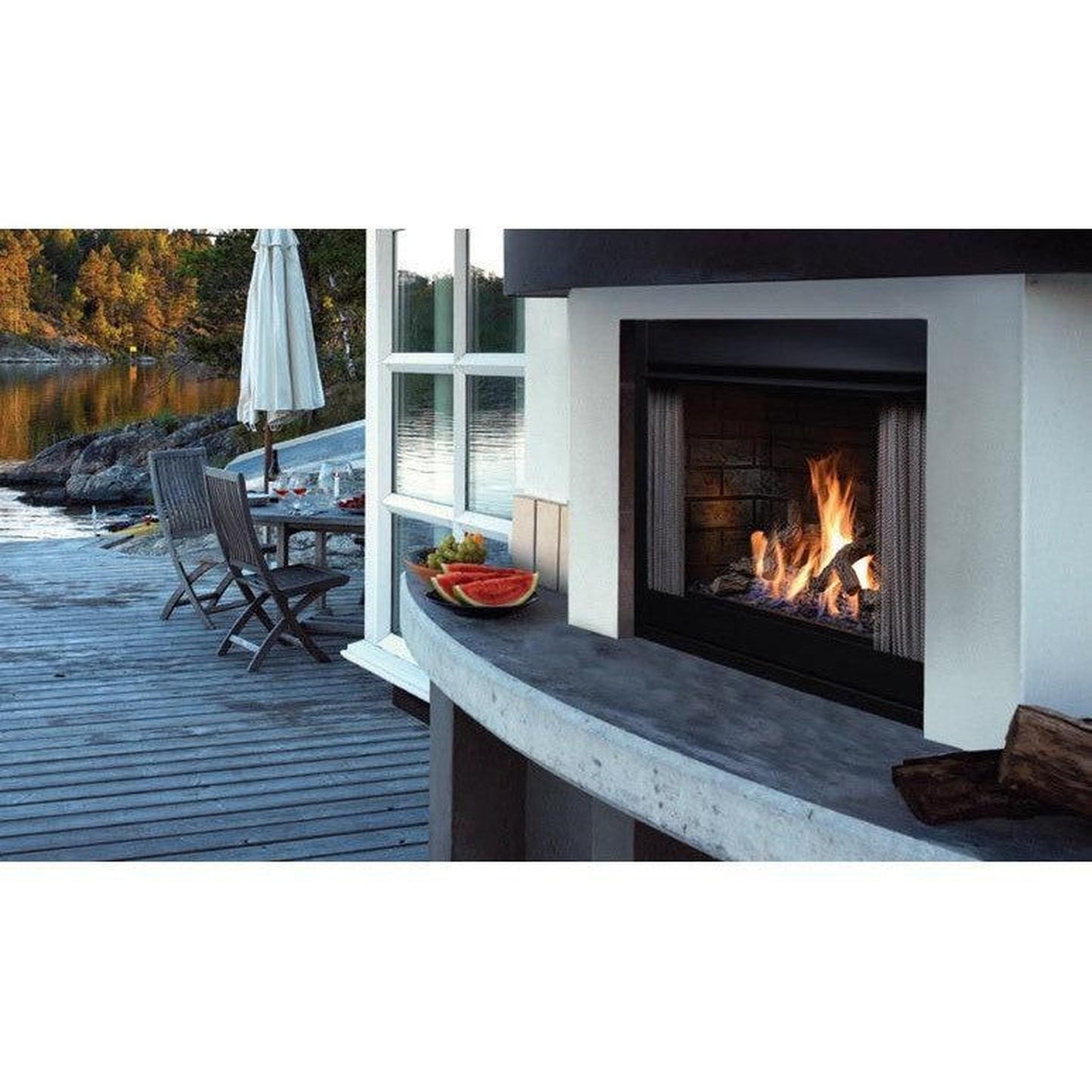 Kingsman OFP42 42" Zero Clearance Black Satin Coat, Millivolt Control Natural Gas Outdoor Fireplace