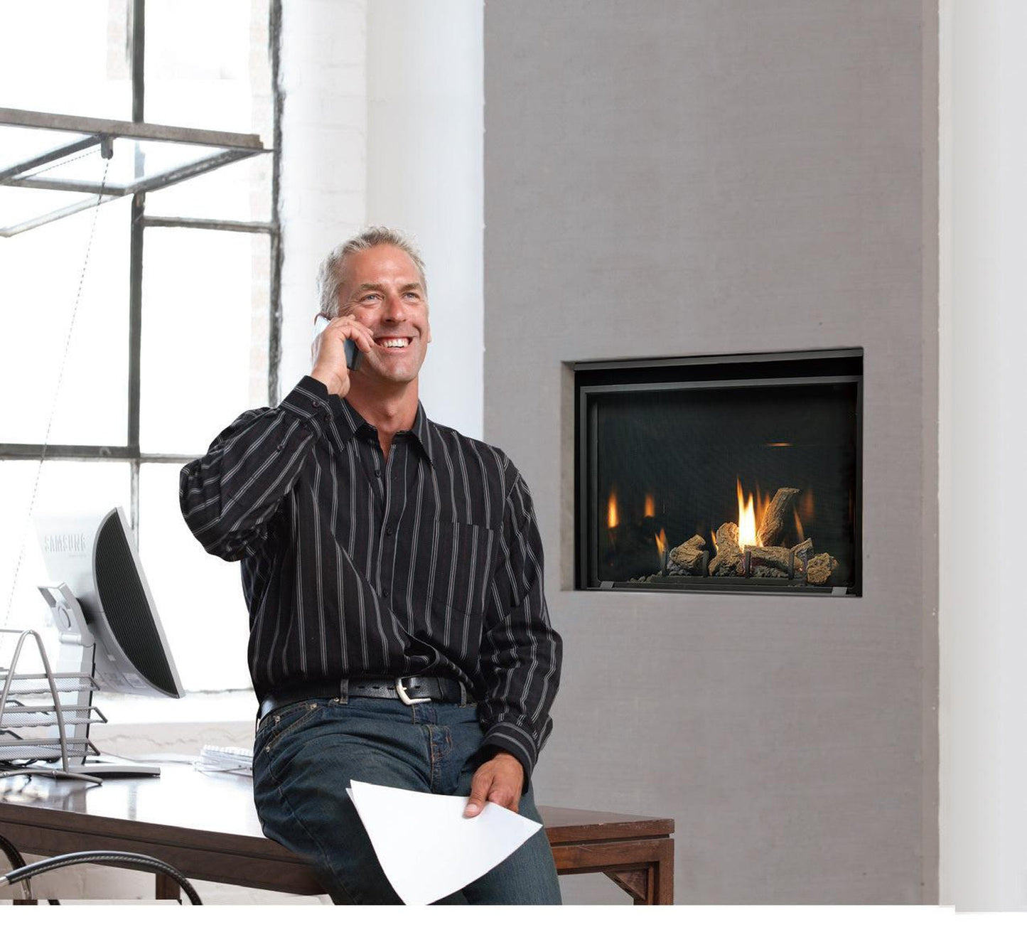 Kingsman ZCV3622 36" Zero Clearance Intermittent Pilot Control, Propane Gas Direct Vent Fireplace