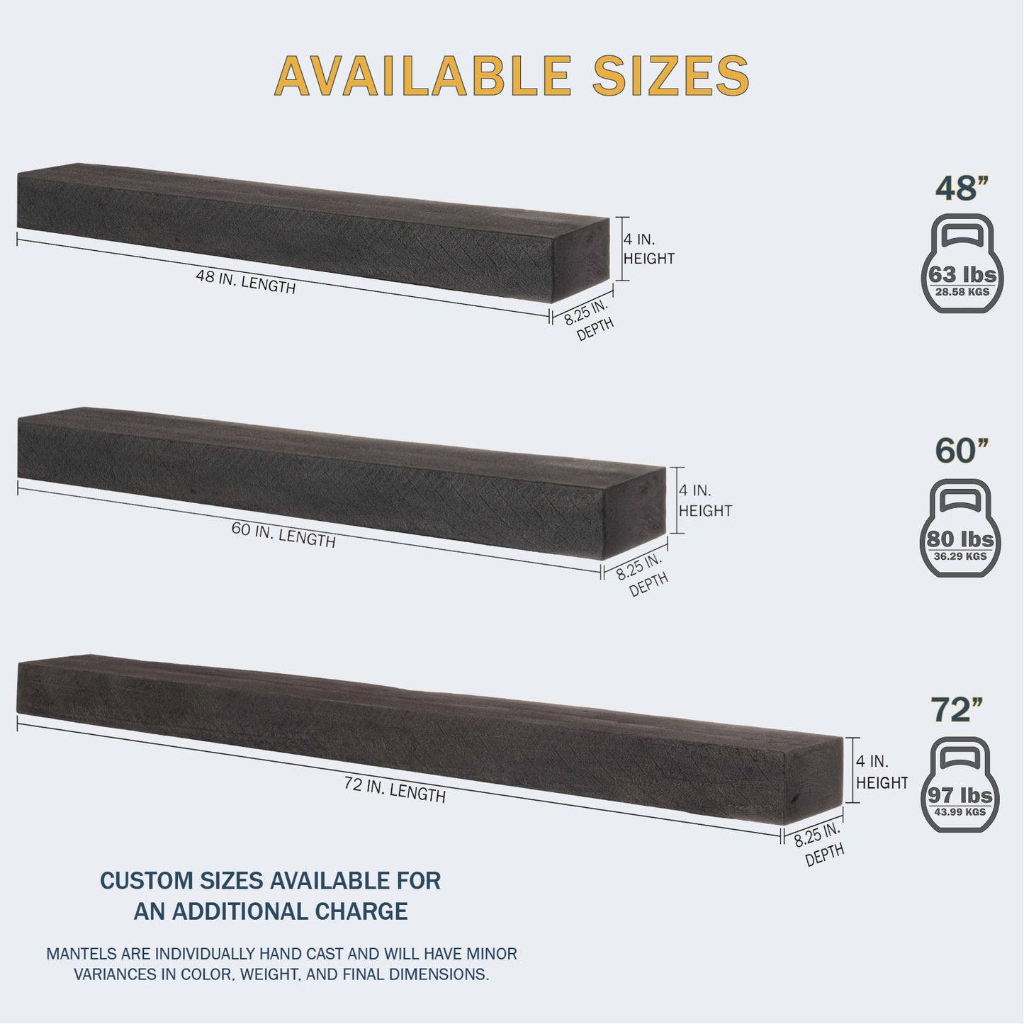 Lexington Hearth Flat Sawn Beam 48" Non-Combustible Pale Honey Mantel Shelf Kit