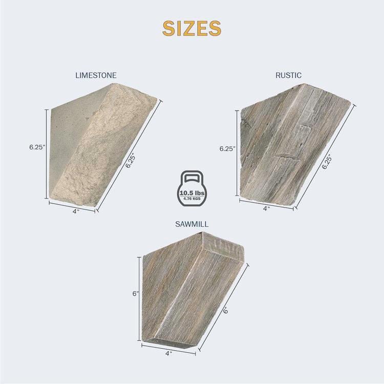 Lexington Hearth Set of 2 Weathered Gray Sawmill Corbel