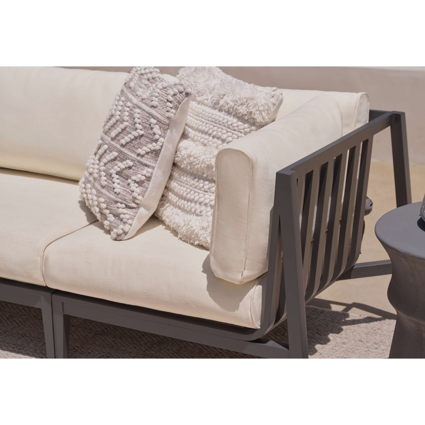 Live Outer 156" x 64" Charcoal Aluminum Outdoor U Sectional 7-Seat With Palisades Cream Cushion