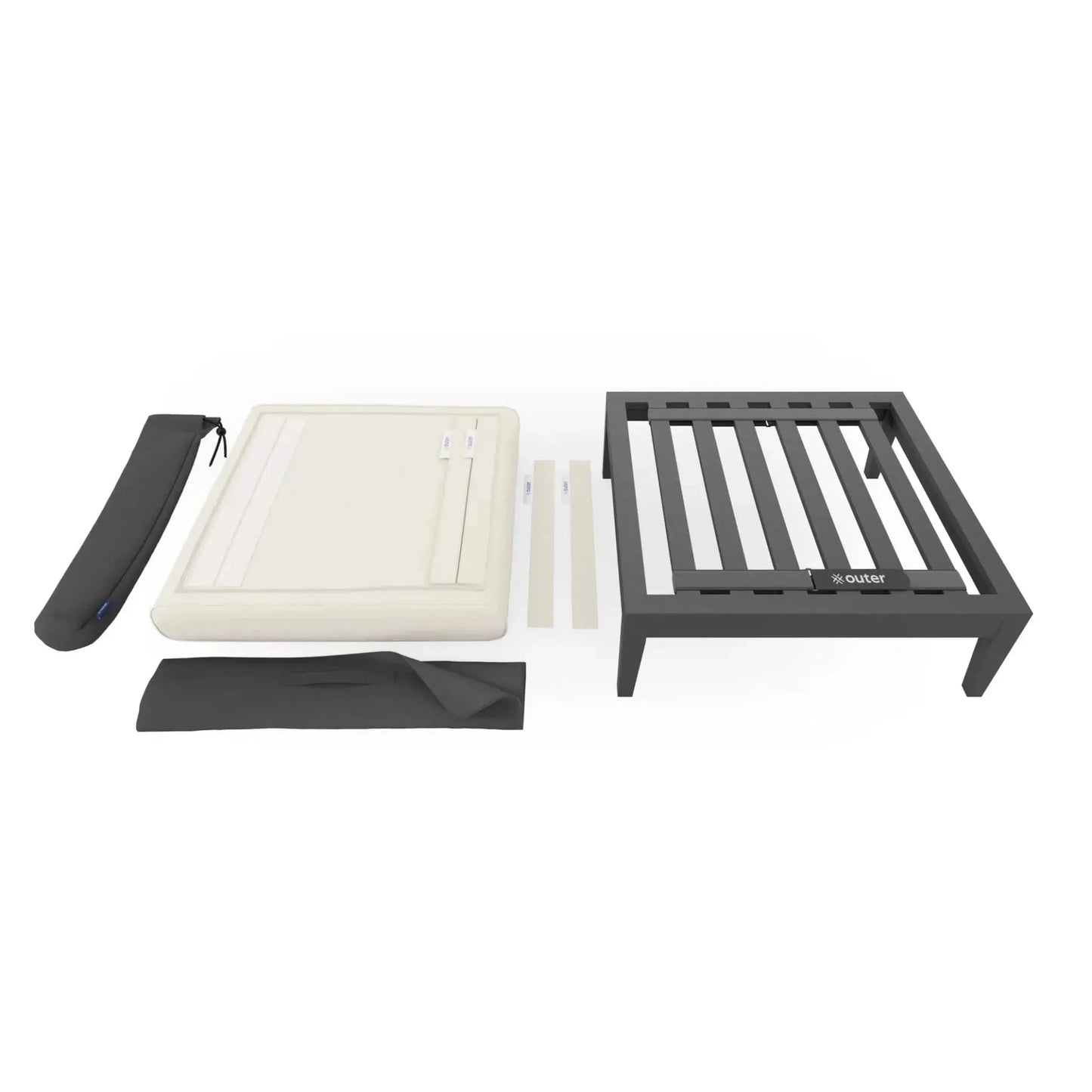 Live Outer 29" Charcoal Aluminum Outdoor Ottoman With Palisades Cream Cushion