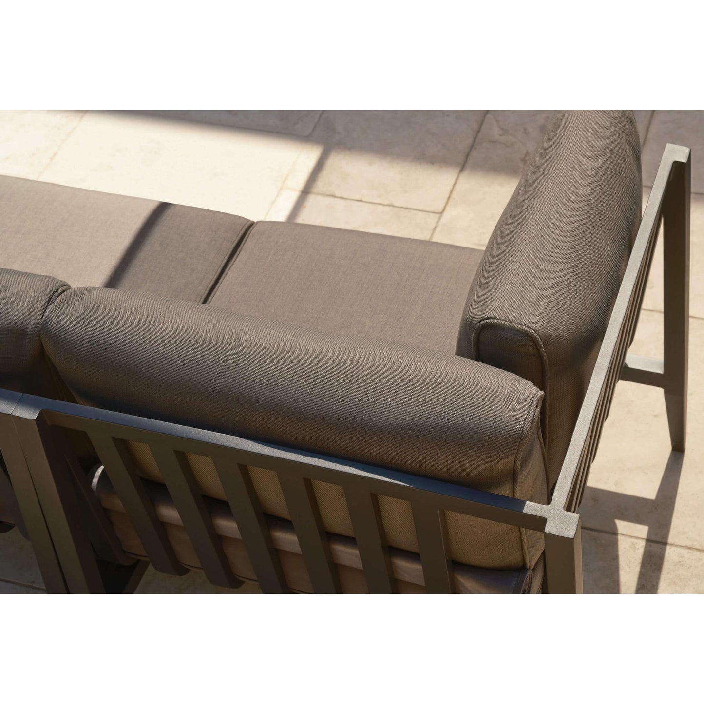 Live Outer 35" Charcoal Aluminum Left Corner Chair With Dark Pebble Gray Cushion