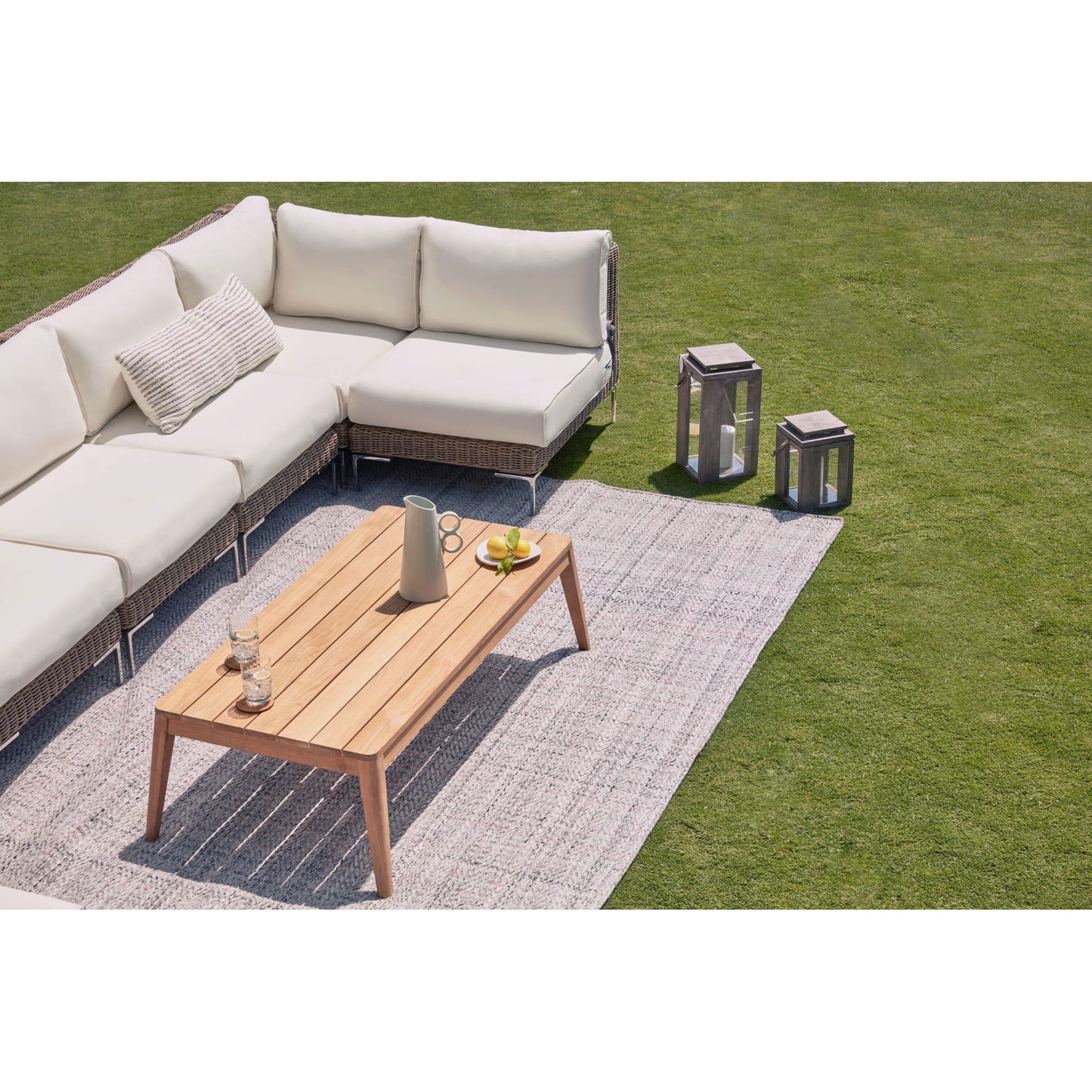 Live Outer 55" x 28" Teak Outdoor Coffee Table - Tapered Leg