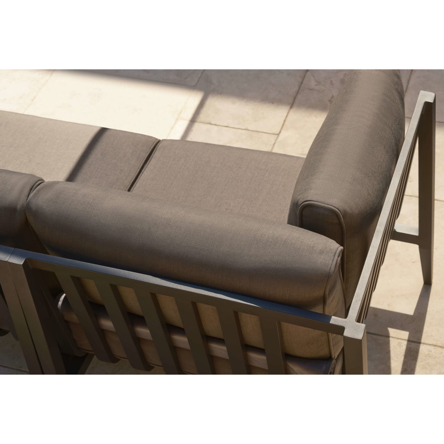 Live Outer 69" Charcoal Aluminum Outdoor Loveseat With Armchairs & Dark Pebble Gray Cushion (4-Seat)
