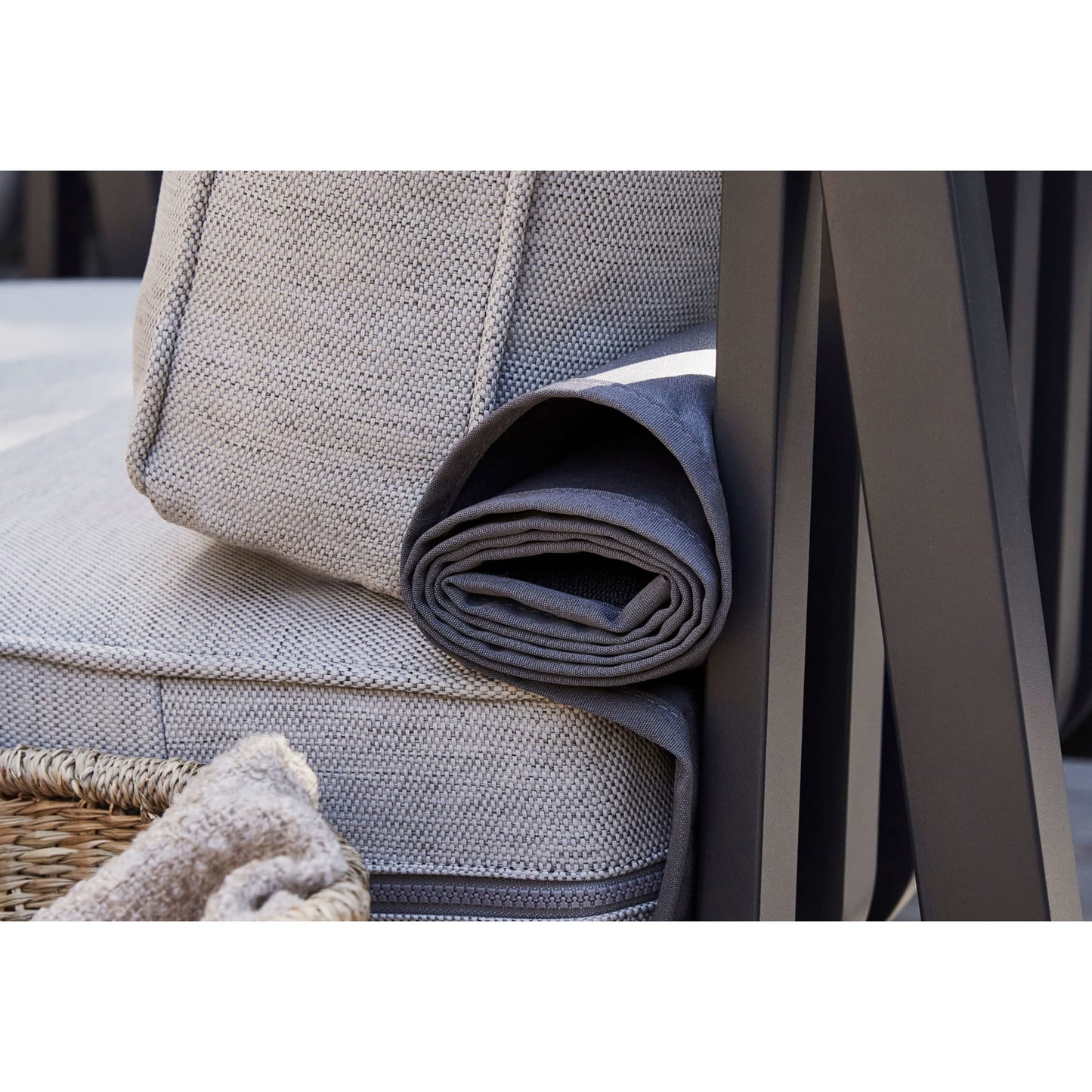 Live Outer 69" Charcoal Aluminum Outdoor Loveseat With Sandstone Gray Cushion