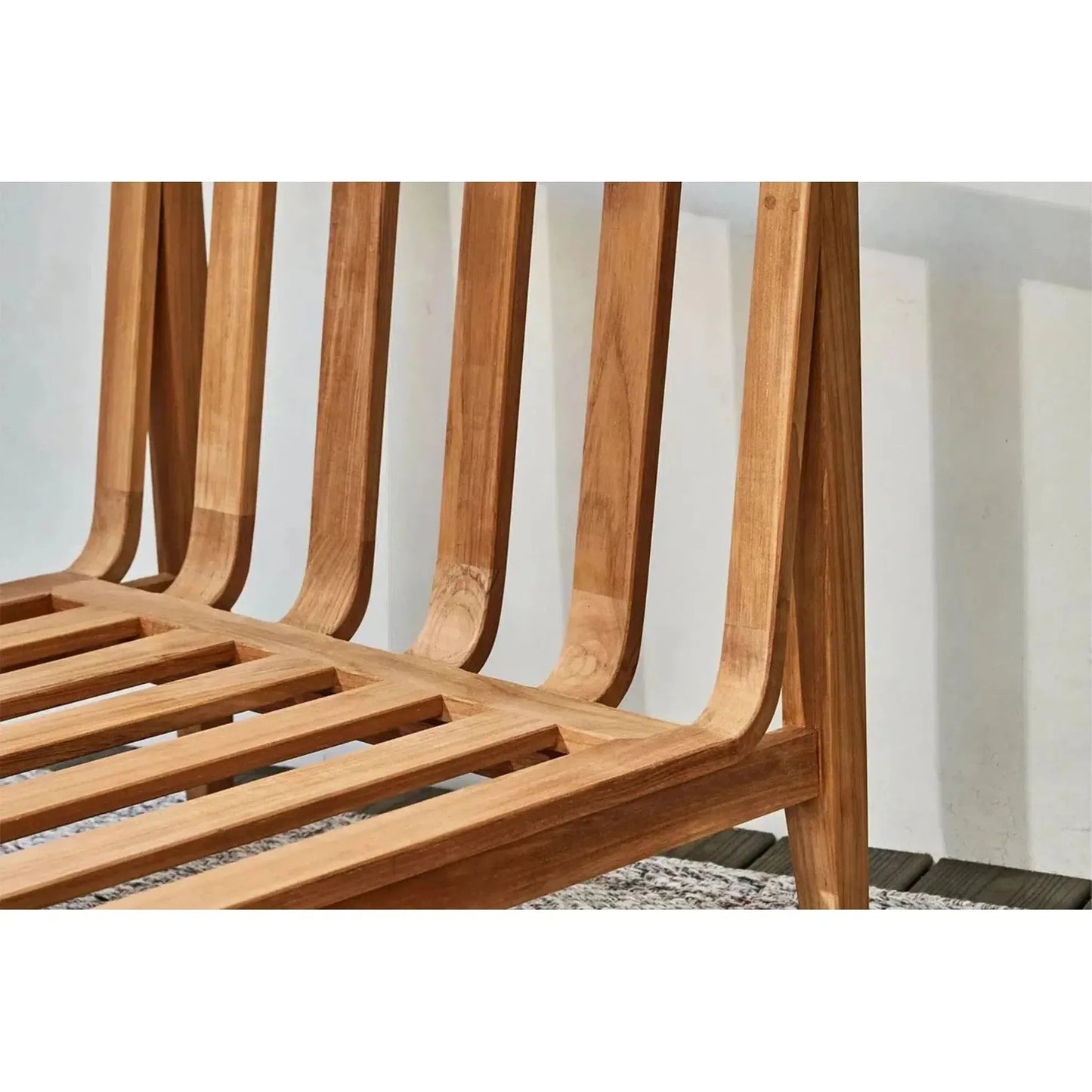 Live Outer 69" Teak Outdoor Loveseat With Armless Chairs and Palisades Cream Cushion (4-Seat)