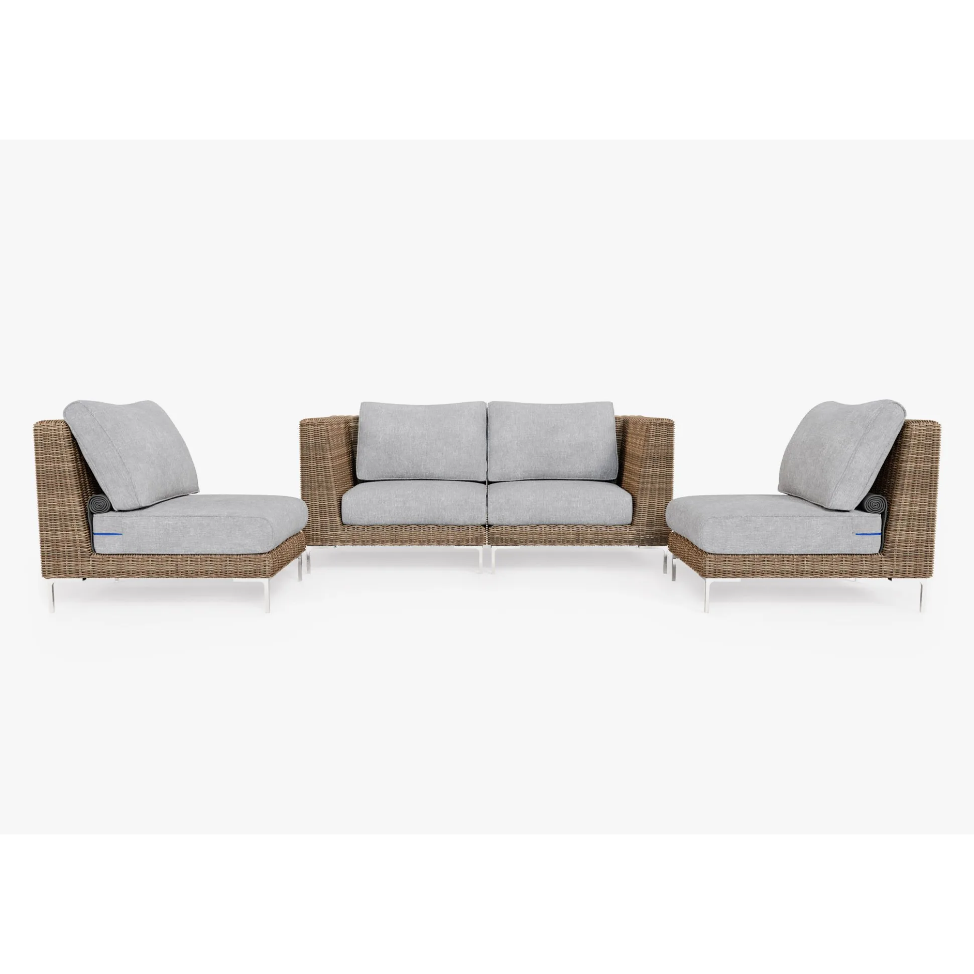 Live Outer 74" Brown Wicker Outdoor Loveseat With Armless Chairs & Pac