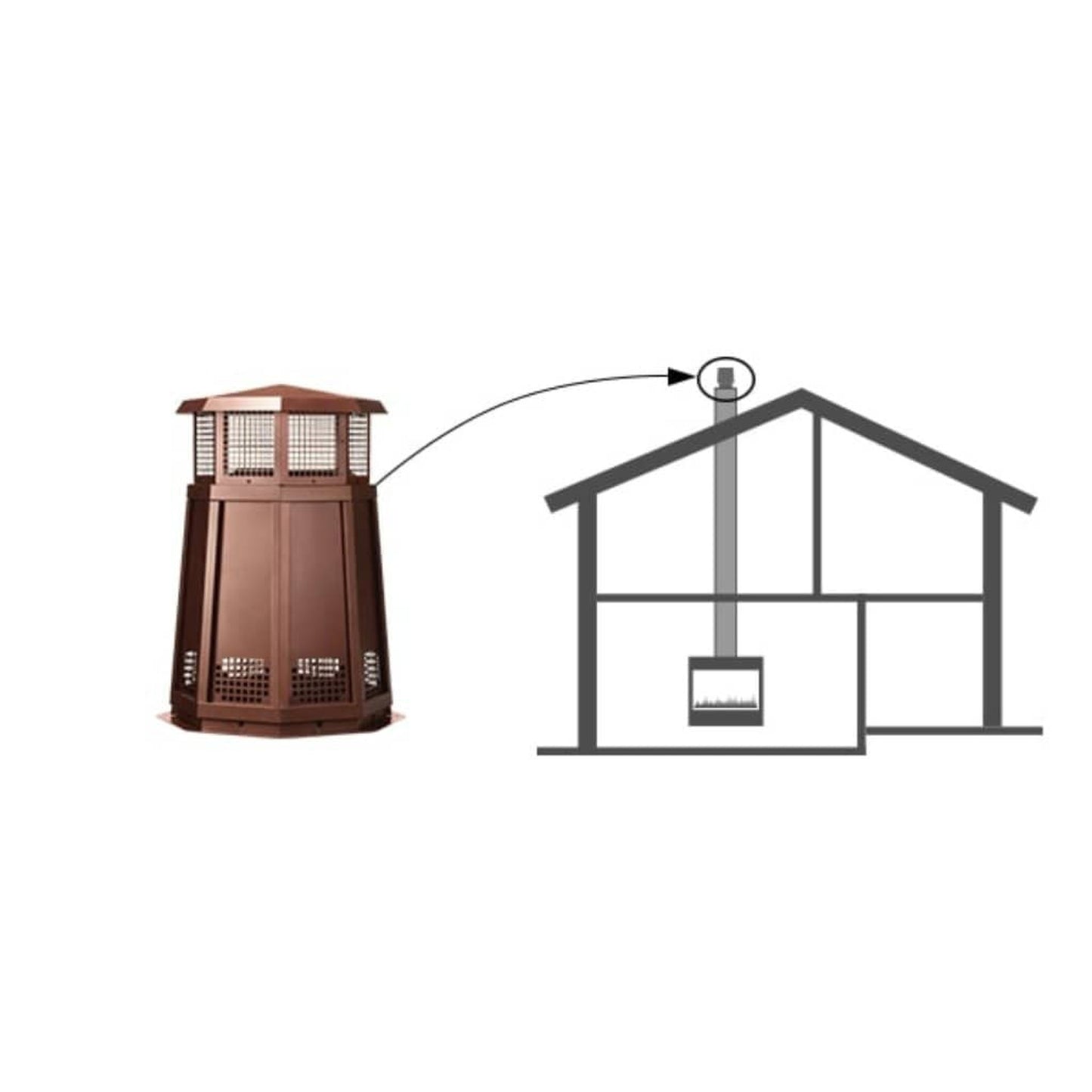 Majestic 46" Faux Copper Square Decorative Vertical Venting Gas Shroud / Wood Termination Cap