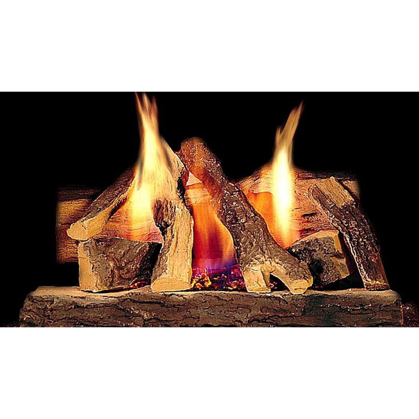 Majestic Campfire 18" 10-Piece Fiber Vented Natural Gas Log Set With Stainless Steel Burner, Hearth Kit and Standing Pilot Ignition System
