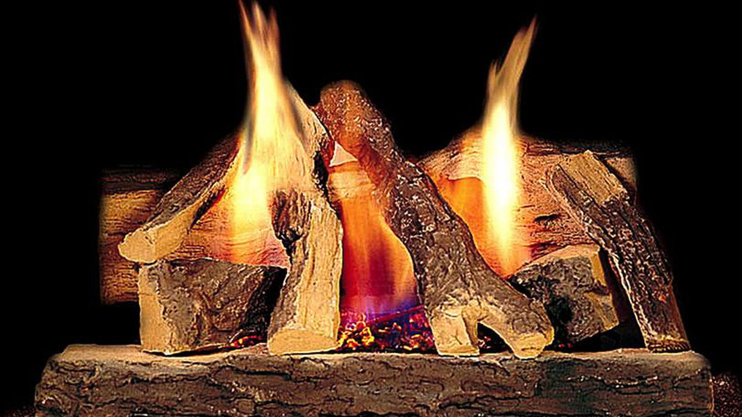 Majestic Campfire 18" 10-Piece Fiber Vented Propane Gas Log Set With Stainless Steel Burner, Hearth Kit and Standing Pilot Ignition System