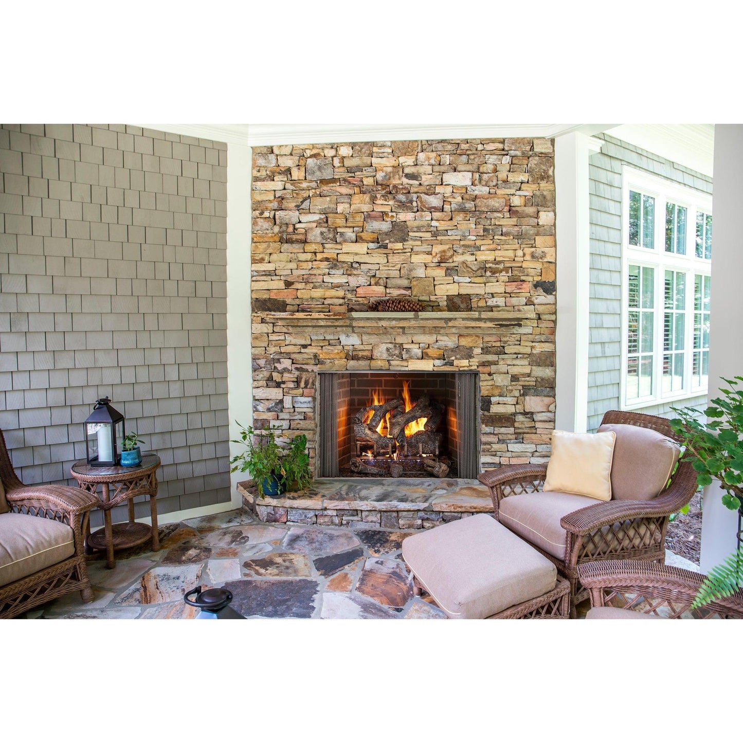 Majestic Cottagewood 42" Traditional Outdoor Wood Burning Fireplace With Gray Traditional Refractory